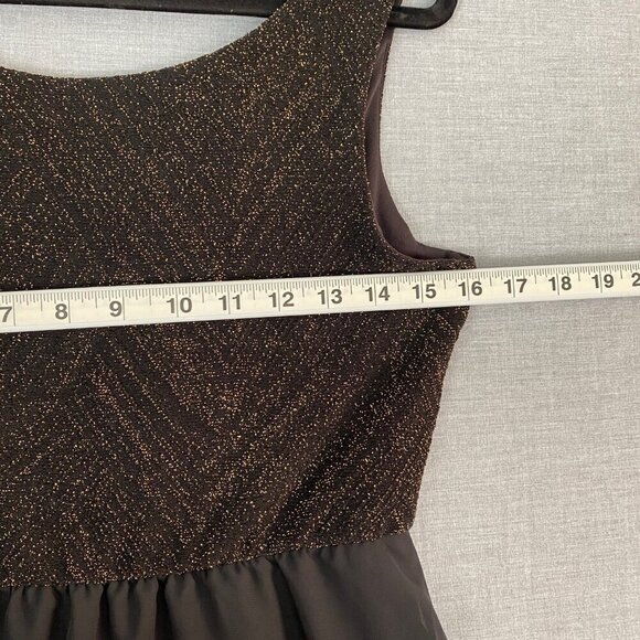 Jolie Sleeveless Dress Metallic Top Sheer Sharkbite Overlay on Skirt Sz 10 - Picture 7 of 9